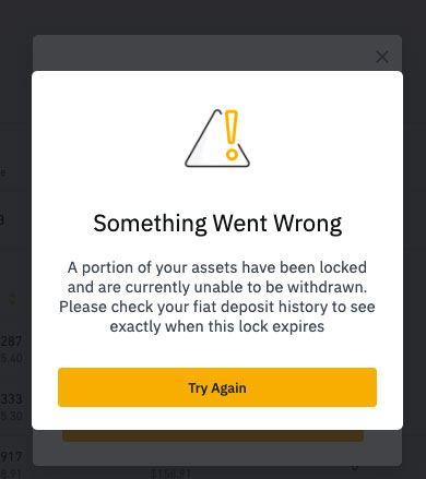 binance funds locked