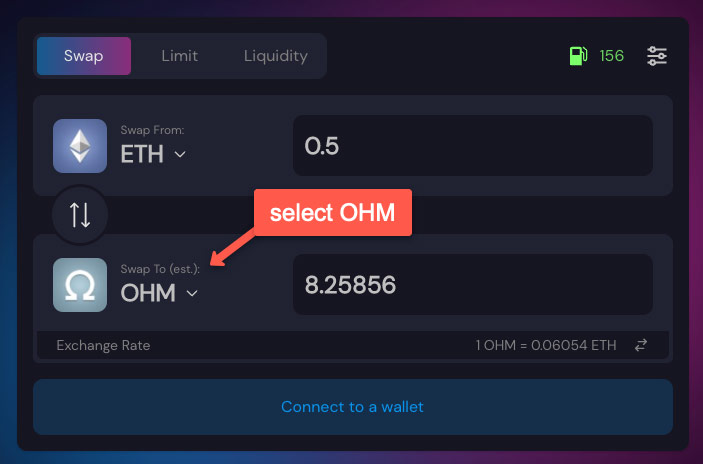 swap eth for ohm sushiswap