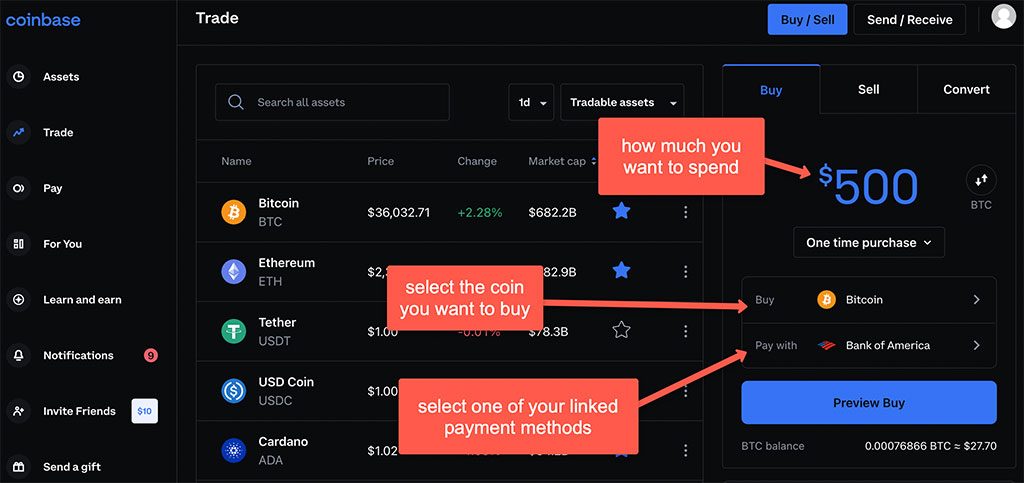 trading on coinbase