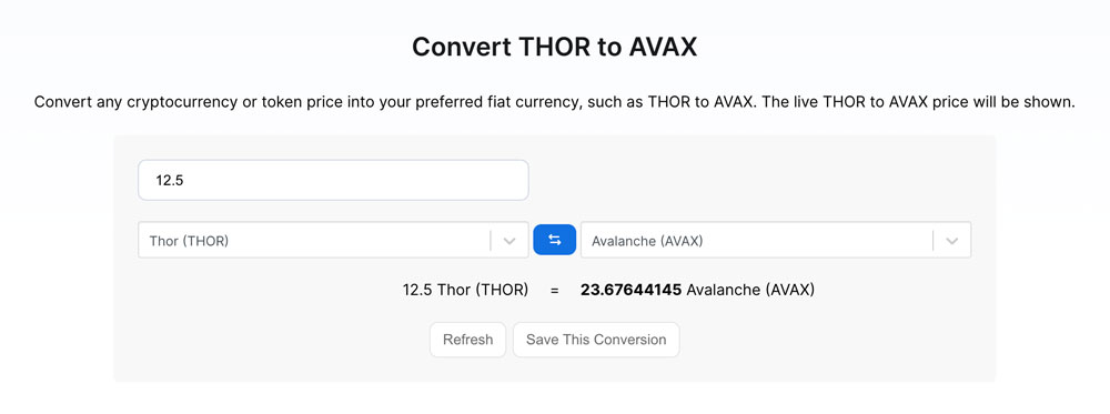 thor to avax conversion
