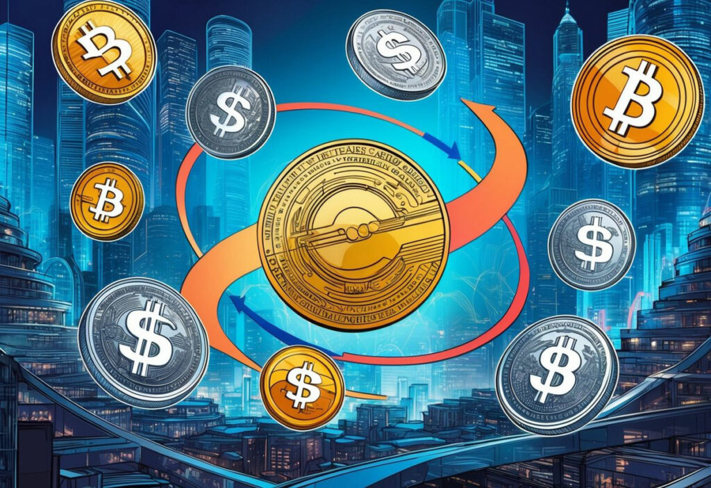 coins surrounding centralized coin